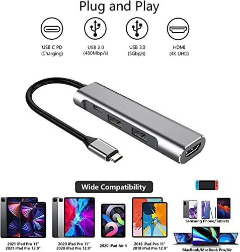 REAKA Upgraded USB Type C to HDMI Digital AV Multiport Hub,USB-C(USB3.1) Adapter PD Charger for OLED