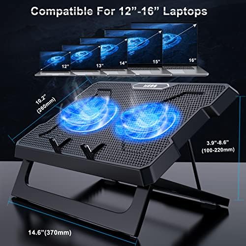 Amazon.com: LIENS Laptop Cooling Pad with Double-Layer Adjustable Height Two 5.1 Inches Fan 2 USB Po