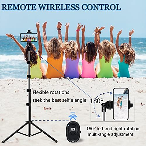 Amazon.com: Selfie Stick Tripod, 64 inch Extendable Tripod Stand Phone Tripod Camera Tripod Wireless
